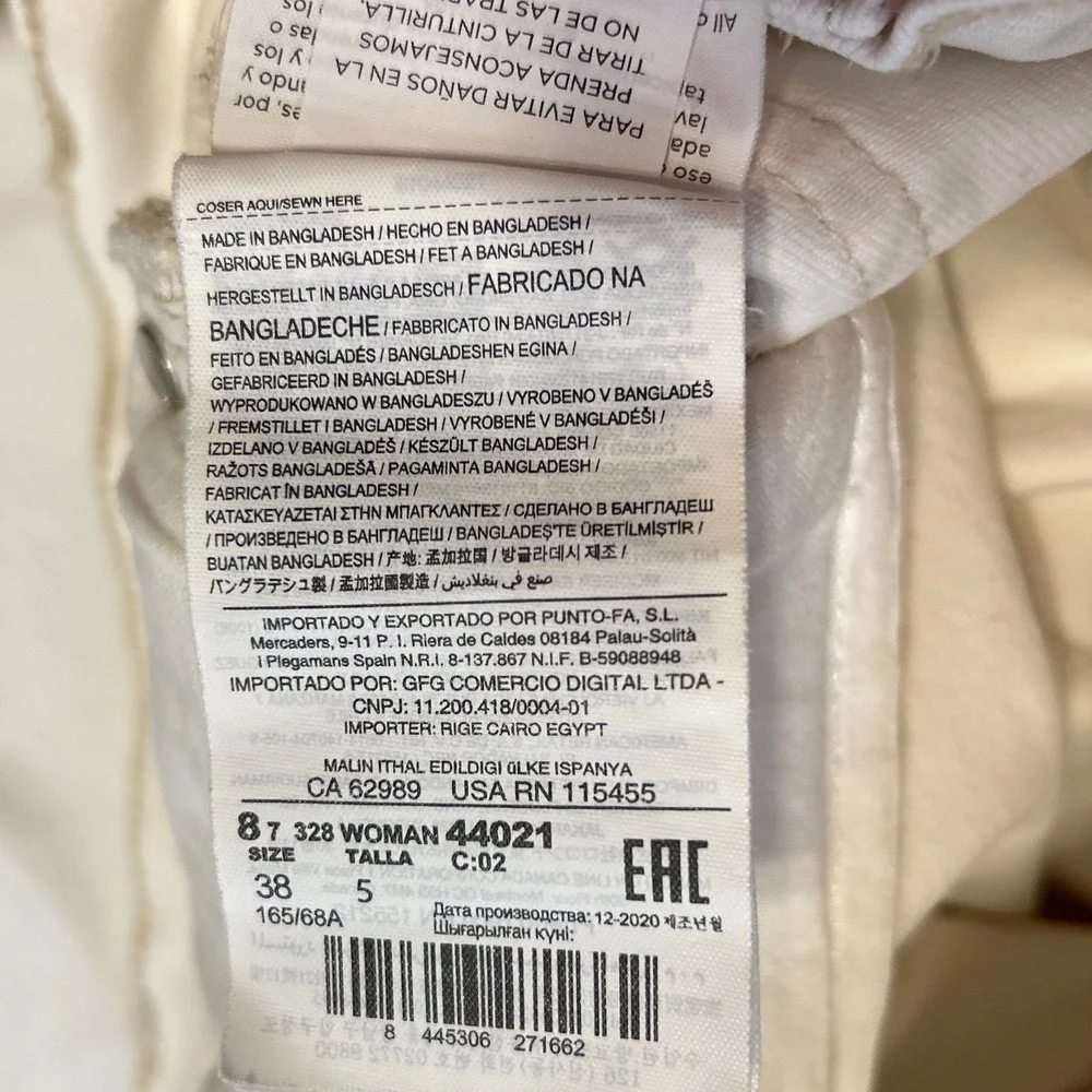Mango Mom Jeans High Waisted Cotton Denim Off White/Cream Women's Size 6 US